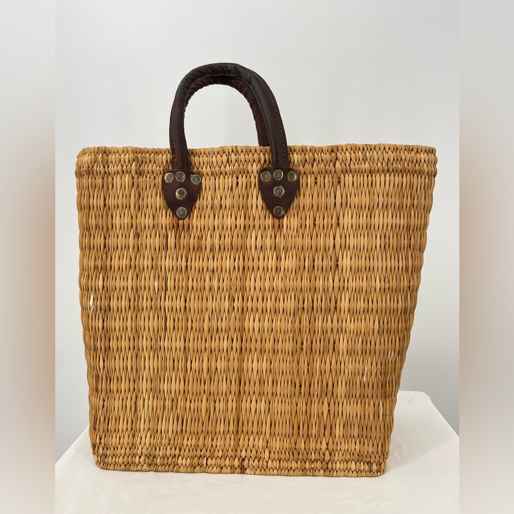 Moroccan Market Basket Tote‎ Vintage Handmade